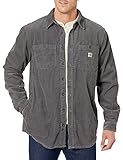 Carhartt Men's Big & Tall Loose Fit Heavyweight Corduroy Jersey-Lined Long-Sleeve Shirt, Steel,...