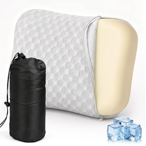 HAWAJOK Travel & Camping Memory Foam Pillow Compressible Portable Camp Pillow with Breathable Removable Cover Soft & Firm Dual Comfort Compact Backpacking Pillow for Tent & Outdoor Travel