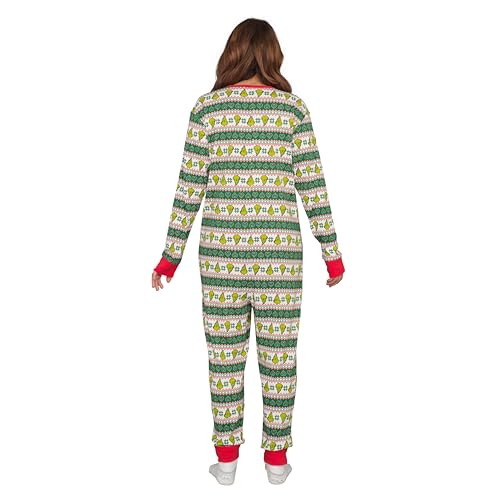 MJC Grinch Family Faces Christmas Green and White Pajama Union Suit4