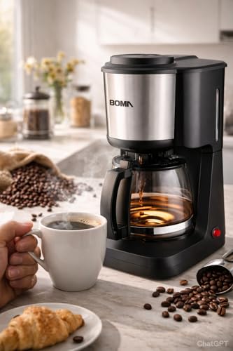 Image of 1000W Drip Coffee Maker Machine | 1.0L (10 Cups) Capacity | 1 Year Warranty | Anti-Drip Function | Transparent Water Level Indicator | LED Power Indicator | Home & Office Use