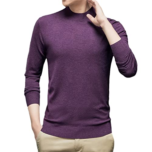 Pull à col roulé doux violet YIOLEAMP pour homme et femme en taille XXXL tricoté