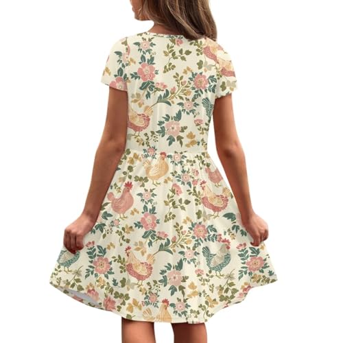 Image of Short Sleeve Dress for Girls with Pockets Cute Toddler Girl Clothes Summer 2-12