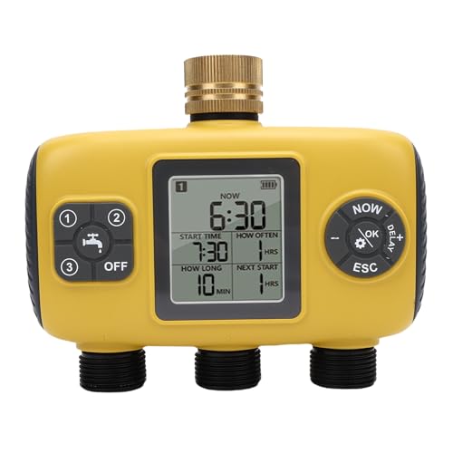 LiebeWH Temporizador de Aspersor de 3 Zonas, Temporizador de Agua Programable para Manguera de Jardín con Retardo de Lluvia, de Riego Automático para Césped, Jardín, Granja, Invernadero