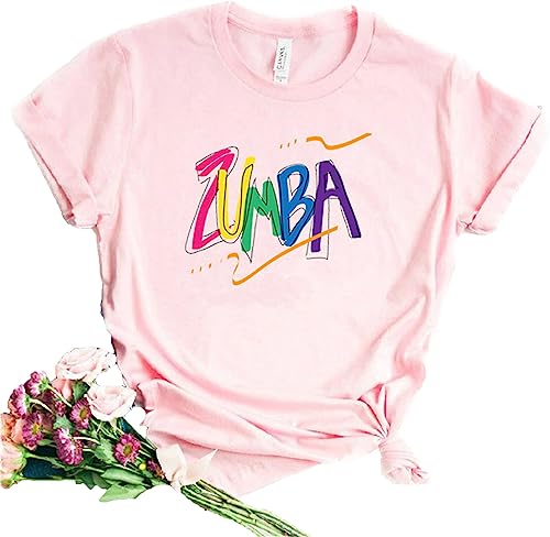 Camiseta de Zumba para Mujer Mangas Cortas Estampadas Top Casual para Las Clases de Zumba 2023 Entrenamiento físico de Baile