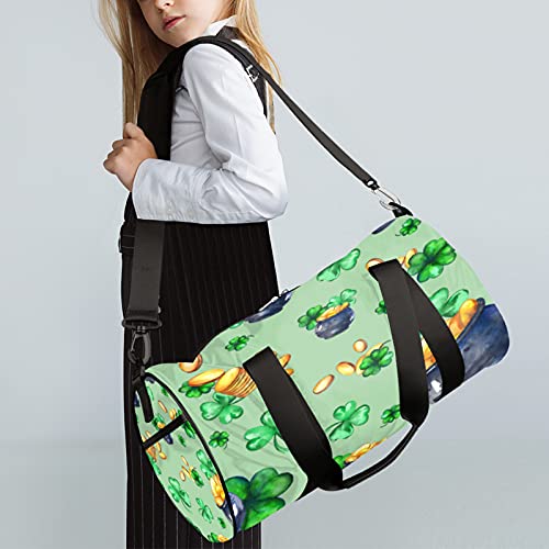 Bright Clover Gold Coin Jar Gym Travel Duffle Bag Impermeável Alta Capacidade Hospital Weekender Bag