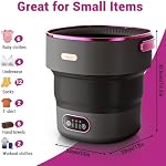 Portable Mini Washing Machine, Foldable 13L Mini Washer and Spin Dryer with Basket Spin 3 Cleaning Modes Compact Design for Travel Apartment Dorm Small Clothes, Black Purple