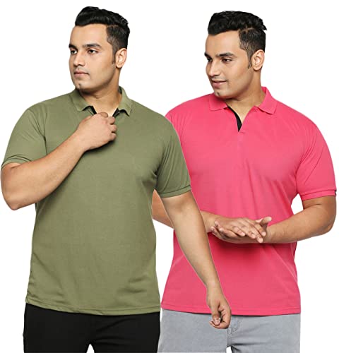 Image of Wear Your Opinion Men's Plus Size Half Sleeve Polo T-Shirt Combo (Set of 2)