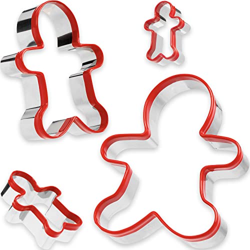 4Pcs Cookie Cutters, Gingerbread Cookie Cutter in 4 Sizes