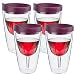 Southern Homewares Wine 2Go! Insulated Vino Double Wall Acrylic Wine Tumbler with Merlot Drink Through Lid, 16-Ounce, Pack of 4