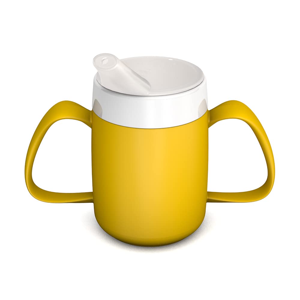 Ornamin Kubek z dwoma uchwytami ze stożkiem wewnętrznym, 140 ml, żółty, z wylewką i małym otworem (model 815 + 806) | pomoc do picia