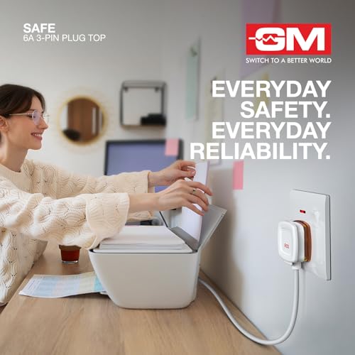 Image of GM 6A 3-Pin Plug Top, Heavy Duty Electrical Plug, Shock Resistant Durable Build, Compact Lightweight Design, Easy Assembly, Standard Indian Socket Compatible, Safe & Reliable Power Solution