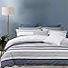 PHF Cotton Seersucker Yarn Dyed Duvet Cover Set with Corner Ties Breathable Bedding for Winter 3 Pieces Queen Size Navy Grey