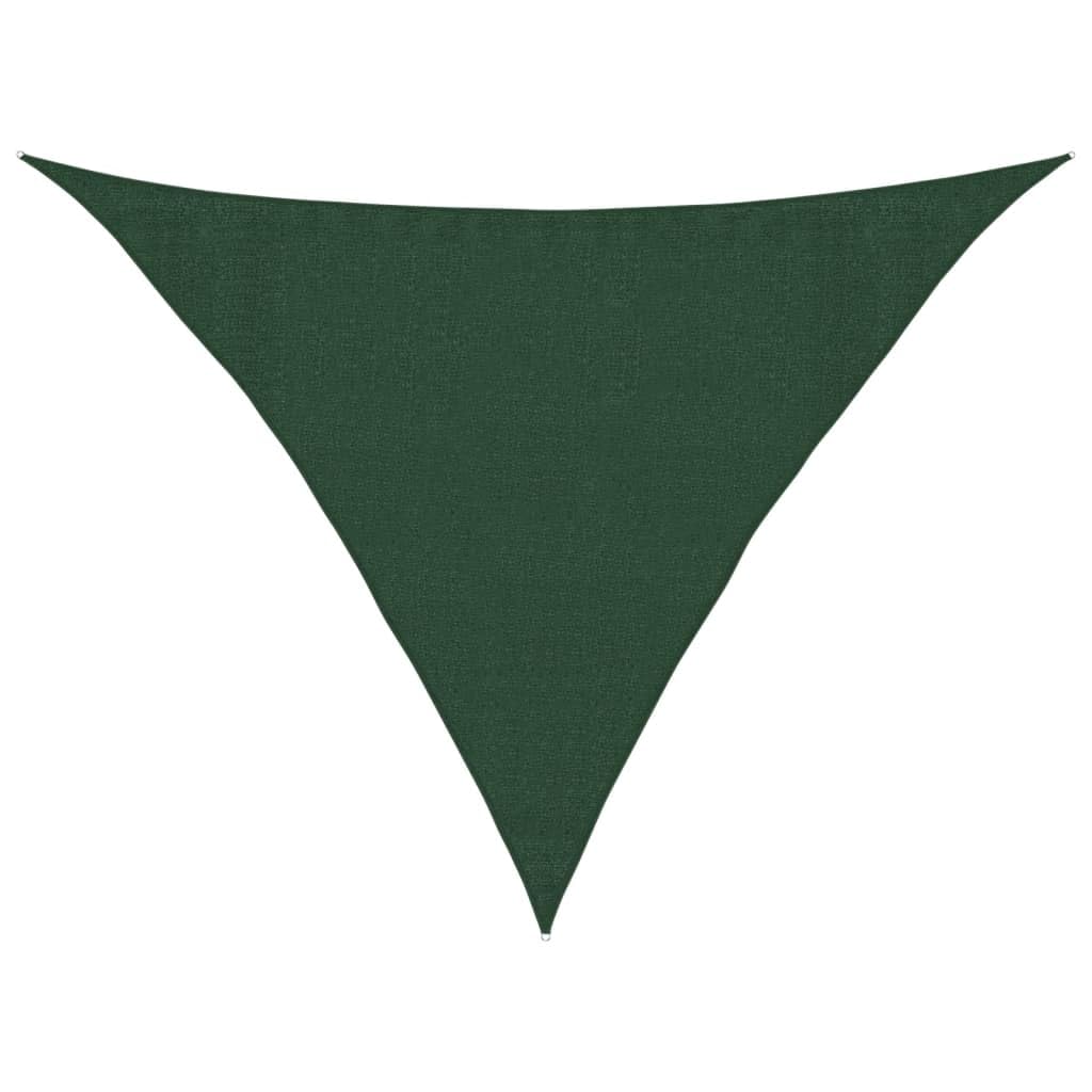 vidaXL Sunshade Sail Dark Green: HDPE Outdoor Sun Protection, Triangular Shape, Mould & UV Resistant, Water Permeable, Sized 3.5x3.5x4.9m — image 1