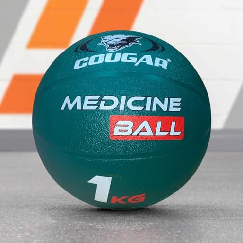 Image of COUGAR 1kg Medicine Ball for Gym & Home Workout - High Grip Textured Rubber Weighted Ball for Cardio, Core Exercise & Physiotherapy - Professional 1 kg Exercise Ball for Men & Women