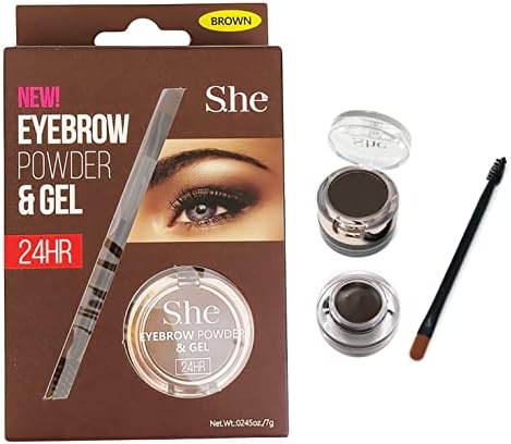 DEALPLUSDEAL S.he Eyebrow Powder and Gel 24 Hour Long Lasting Smudge Proof Eye Brow Makeup Brown