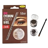 DEALPLUSDEAL S.he Eyebrow Powder and Gel 24 Hour Long Lasting Smudge Proof Eye Brow Makeup Brown