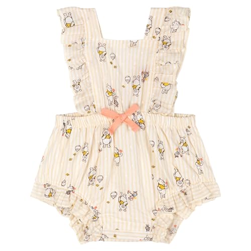 Disney Winnie the Pooh Newborn Baby Girls Sleeveless Ruffle Romper Pale Yellow 6-9 Months