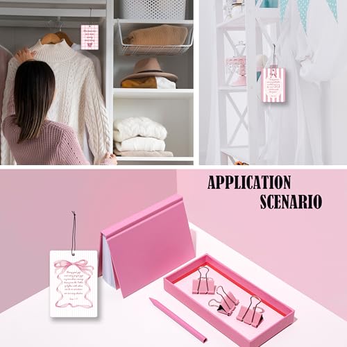 Image of Coquette Pink Bow Christian Lavender Car Air Freshener, Cute Girly Religious Hanging Air Freshener 4 Pcs for Cars Closet Drawer Books, Preppy Christian Car Accessories Mirror Decor for Women