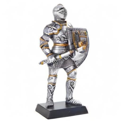 Miniatura 2 de CASA DE MUÑECAS MINIATURA 5" CABALLERO DE VALOR MEDIEVAL CON HACHA FIGURINA TRAJE DE ARMADURA