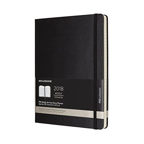 Moleskine 12 Month Pro Weekly Vertical Planner, Extra Large, Black, Hard Cover (7.5 x 10)