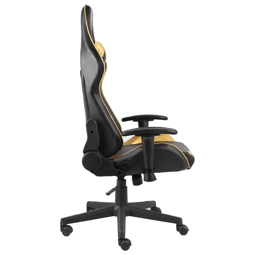 Fotel gamingowy obrotowy z poduszką lędźwiową i karku, ergonomiczny fotel wyścigowy z oddychającym obiciem z PCW, z regulacją wysokości, funkcja przechylania, do biura, biura domowego, gracza