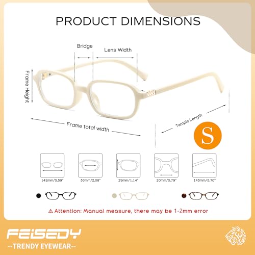 Image of FEISEDY Fashion Rectangular Blue Light Glasses for Women Retro Small Frames Vintage Trendy 90s Square Eyeglasses B0255