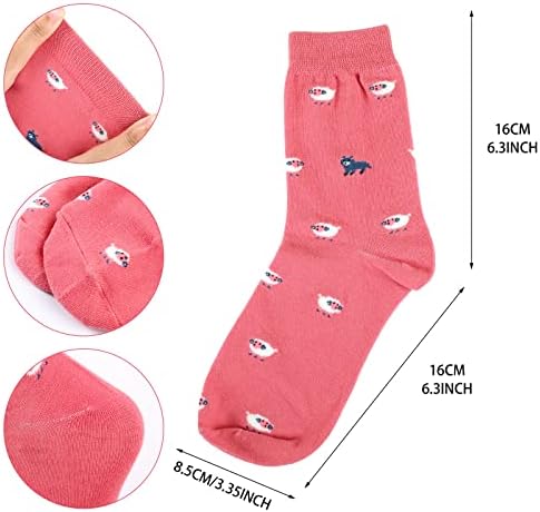 kuou 5 Pairs Womens Animal Socks, Cat Dog Socks Gifts Women Socks, Funny Cute Animal Cotton Socks for Women (One Size)