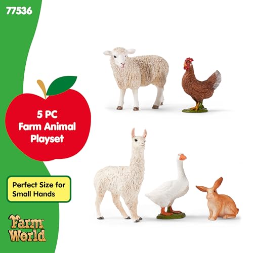 schleich Farm World - 5PC Cute Animal Figurine Bundle with Toy Rabbit, Sheep, Llama, Chicken and Goose - Realistic Barn Figure Play Set - Educational Toys for Toddlers - Boys and Girls Ages 3+ | 77536 - Image 6
