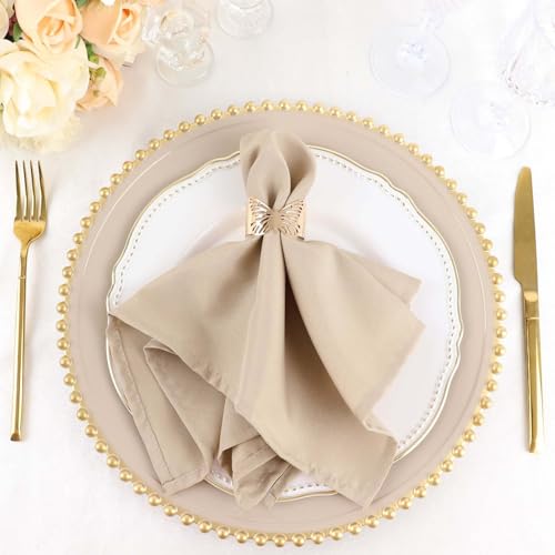 Efavormart Cloth Napkins Set of 100, 17x17 Inch Nude Beige Seamless Dinner Napkins, Washable Linen Table Napkin Cloth with Hemmed Edges for Weddings, Party and Banquet