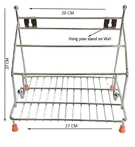 Image of Homify 4-in-1 Stainless Steel Chakla Belan Tawa Chimta Stand for Kitchen - Wall Mount Rack for Rolling Pin, Board, Tong Holder & Organizer