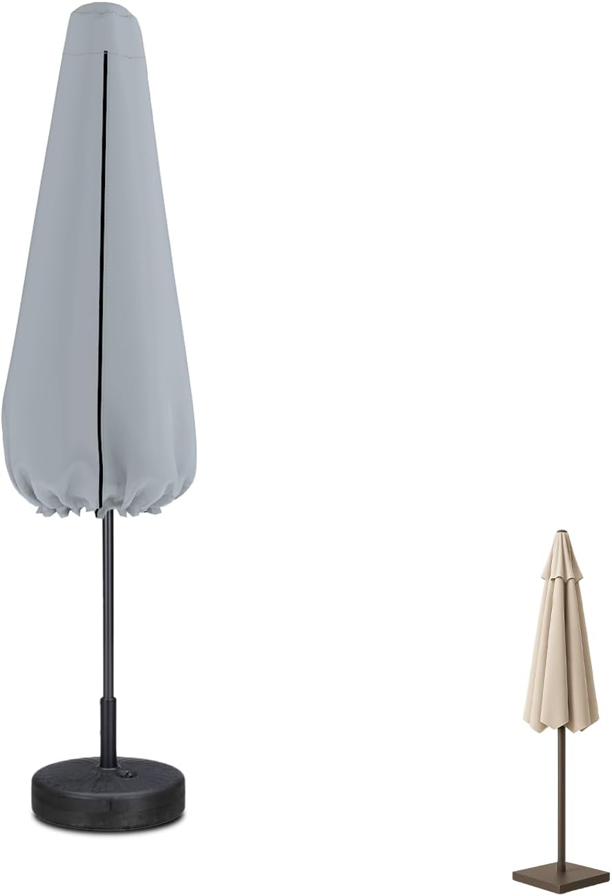 Seal Skin Covers Heavy Duty Patio Umbrella Cover 74.8" H x 22.4" W, Waterproof Outdoor Umbrella Protector with Zipper, Weatherproof Elite Fabric (Gray, Fits Patio Umbrella 7ft to 11ft)
