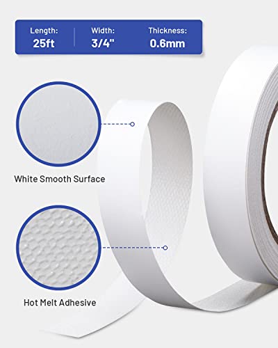 Image of Melamine Edge Banding White 3 /4 inch x 25 ft Veneer Edging Easy Application Iron on Edge Banding Tape for Cabinet Plywood Repairs Furniture Restoration