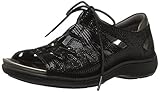 Aravon Women's Bromly Ghillie Flat Sandal, Black, 7 Narrow