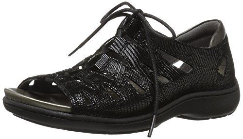 Aravon Women's Bromly Ghillie Flat Sandal, Black, 7 Narrow #TOP20