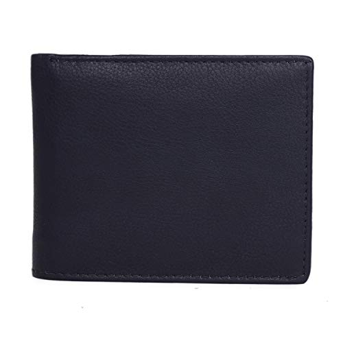 Image of KARA Blue Men's Genuine Leather Wallet - Color Stitch Style Leather Wallet for Men with 6 Card Holder Slot
