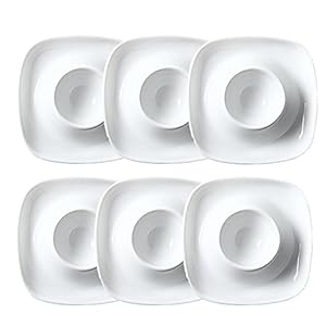 TAMUME Witte porseleinen eierdopset met 6 eierhouders, elegante 6-delige keramische ontbijtset