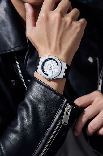 Image of Daniel Hechter Paris Grenelle Collection Analog Watch for Men - Stainless Steel Bezel, Silicone Strap with Textured Dial and Date Display Function - DHM1015
