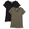 Amazon Essentials Women’s Active Quick Dry Tech Stretch Short-Sleeve V-Neck T-Shirt (Available in Plus Size), Pack of 2