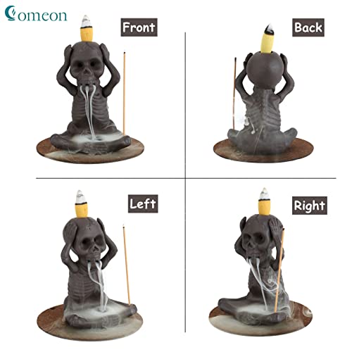 Comeon SLLB951275_2137431 Skull Decor Incense Stick Holder Reverse Flow Censer Incense Waterfall Burner + Backflow Incense Cones thumb #3