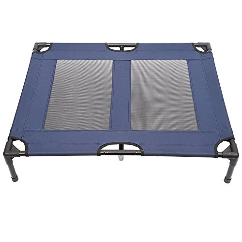 Pawhut 36" X 30" Elevated Cooling Summer Dog Cot Pet Bed With Mesh Ventilation - Blue #TOP1
