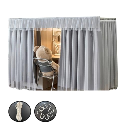 Cortinas para litera de 2 m de largo con dosel deslizante de una pieza