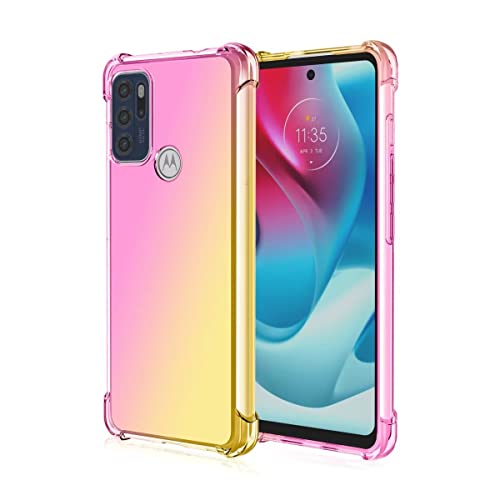 WILLIS Funda para Motorola Moto G60s, Carcasa Protectora de Color Degradado Transparente, 6.8' Case para Teléfono Anticaída y Antiarañazos Oro Rosado
