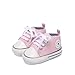 xioqen Baby Boys Girls Canvas High Top Sneakers, Non-Slip Denim First Walkers, Infant Newborn Soft Fashion Shoes (01/Light Pink Rubble Sole,6-12 Months)