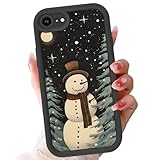 NBCDSUJ Christmas Cute Winter Snowman Phone Case for iPhone SE 2022/SE 2020/8/7 Case Hello Winter Raised Camera Protection Soft Silicone Slim TPU Funda Phone Cover for iPhone SE 2022/2020 4.7 Inch