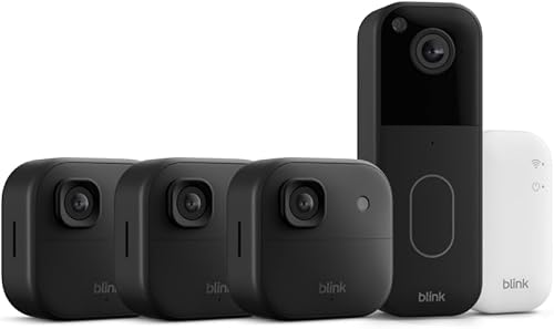 Blink Outdoor 2K+ and Video Doorbell – Two-year battery life, smart detection, Sync Module Core included – 3 Cameras + Video Doorbell (Black)