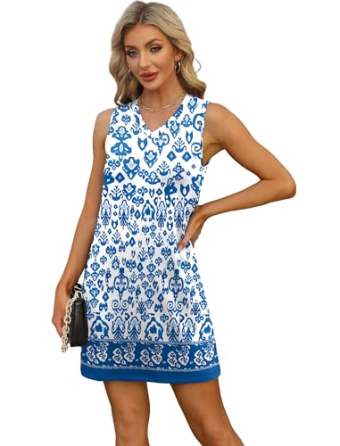 Image of BKRIVE V-Neck Summer Casual Beach Dresses for Women 2026 Vacation Women's Sleeveless Sundress with Split