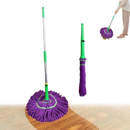 Balai Twist Ultra Absorbante 360 Microfibre, Balai Télescopique en Acier Inoxydable, Balais À Franges À Essorage Automatique Réglables, Balais À Franges Portables avec Essoreuse, Outil De Nettoyage