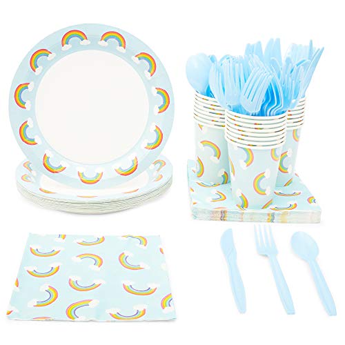 Rainbow Party Dinnerware Set for 24 Guests (144 Pieces) - //coolthings.us