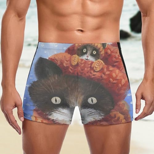 Short de bain homme confortable anti-irritation motif chat mignon