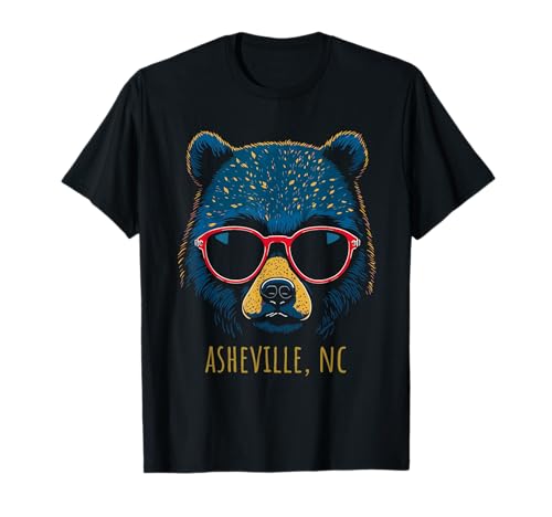Asheville NC USA Bear Wearing Sunglasses Design T-Shirt